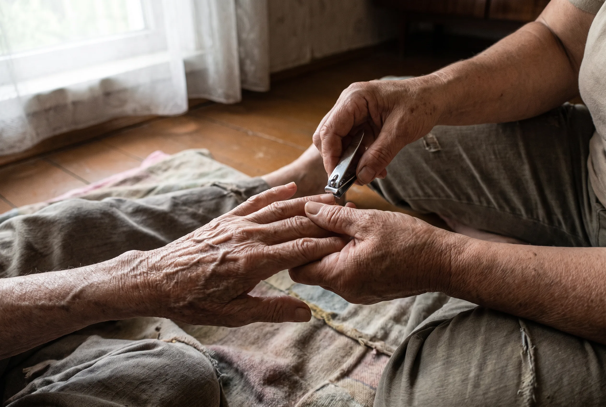손톱을 깎아 드리며